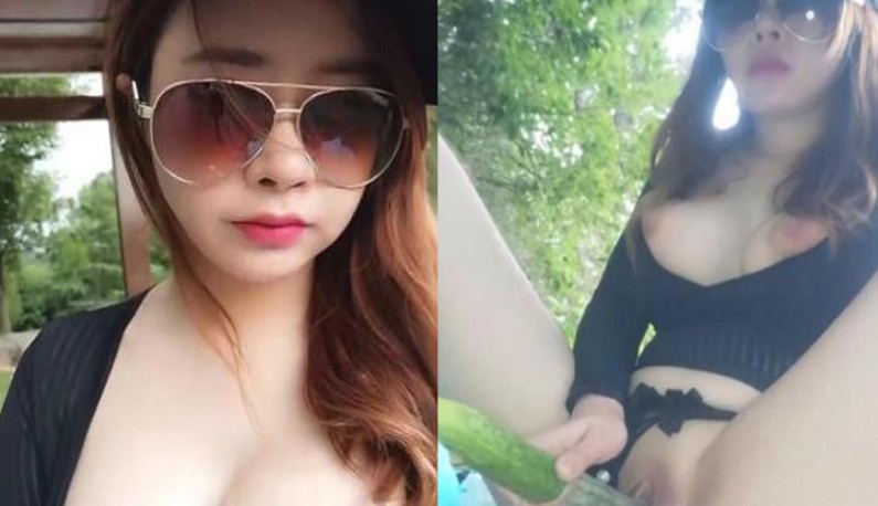 [食物高潮] 大奶美女主播蜜桃Q妹 到公園找了塊風水寶地解放爆乳!!